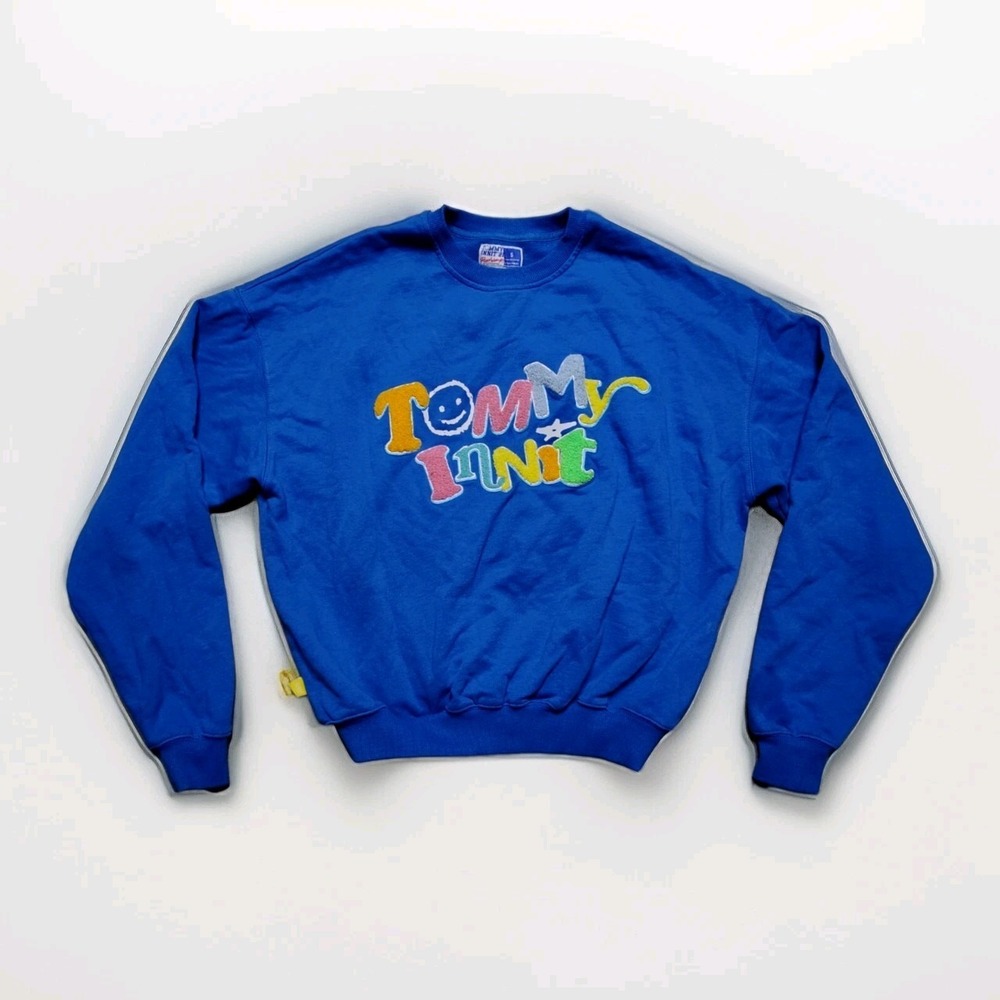 TommyInnit 21 Pogchamp Sweatshirt Blue Tommy Innit Logo Small Unisex